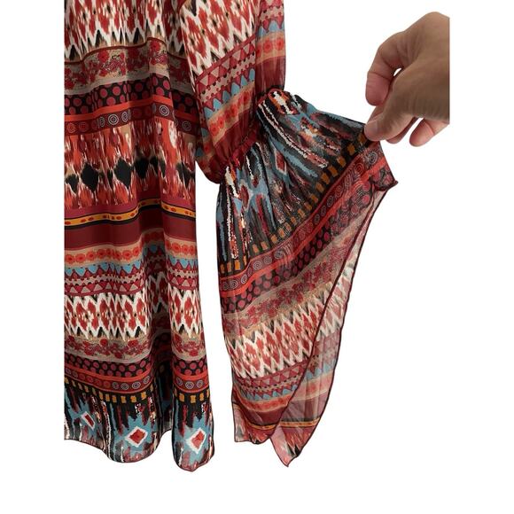 Western Boho Top Womens Small Blouse Sheer Whimsy Peasant Festival Blouse Shirt‎ - Picture 3 of 10